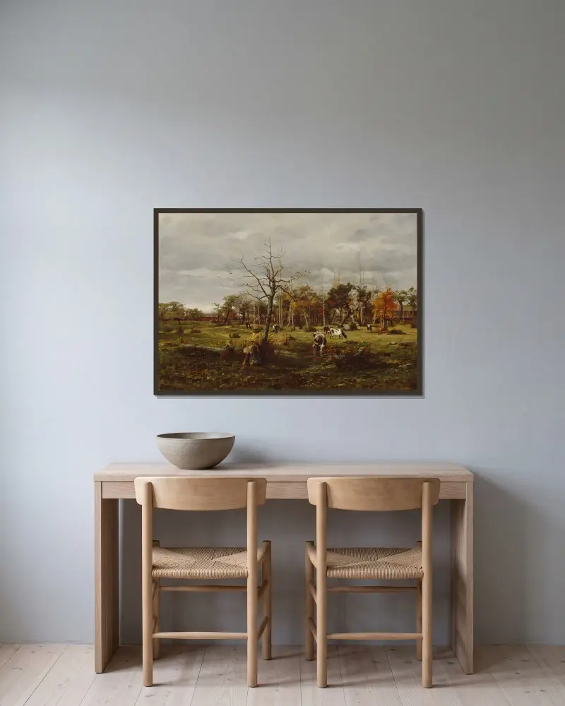 Autumn Landscape av Victor Westerholm inramad på en vägg