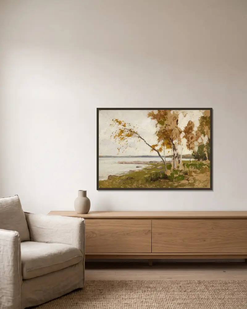 Landscape Study av Victor Westerholm inramad på en vägg