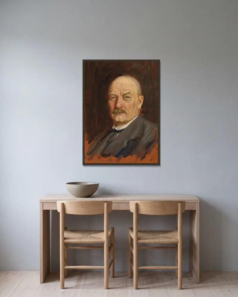 Självporträtt av Victor Westerholm inramad på en vägg