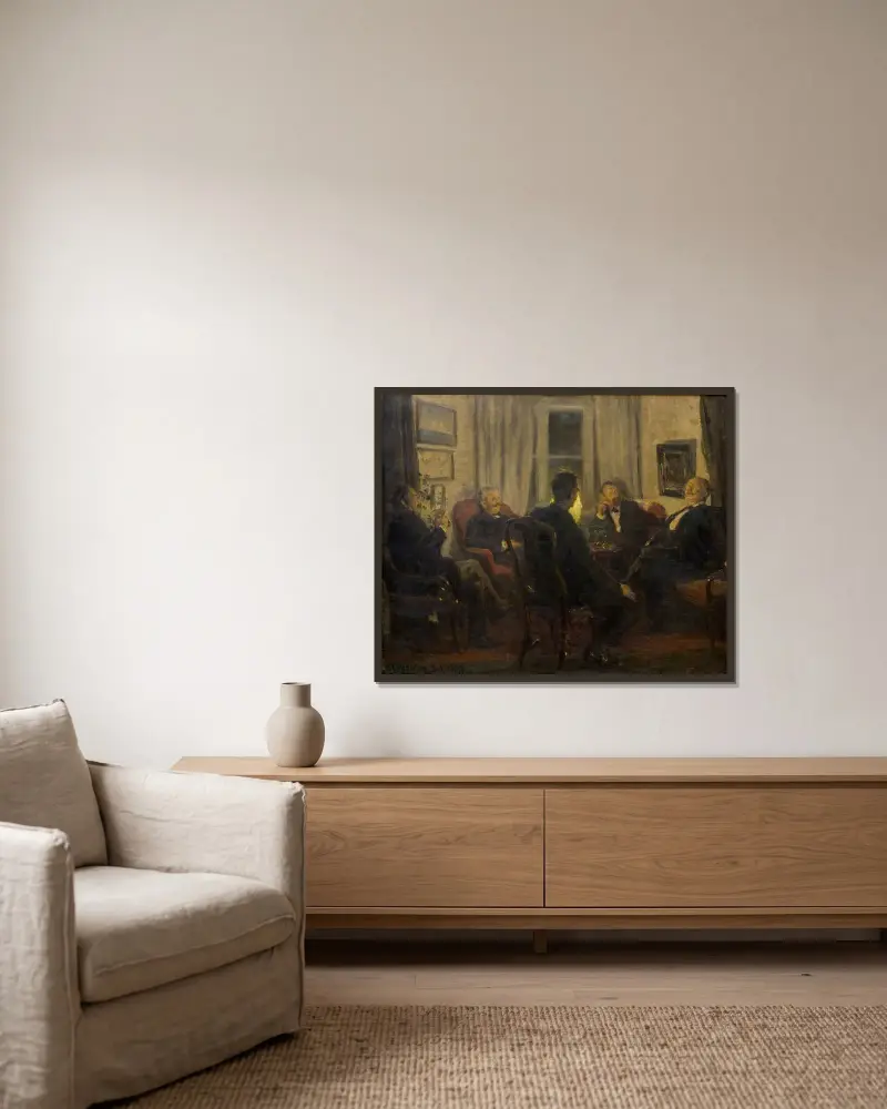 Among Artists av Viggo Johansen inramad på en vägg