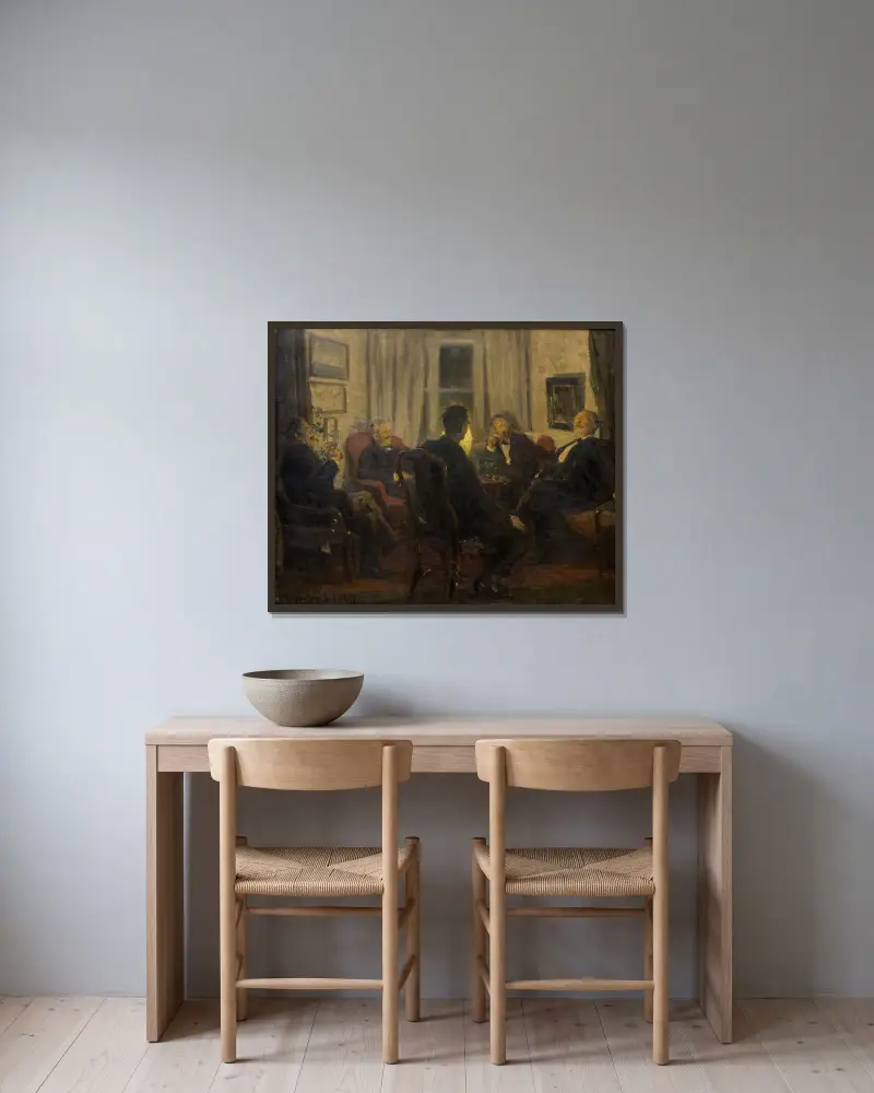 Among Artists av Viggo Johansen inramad på en vägg