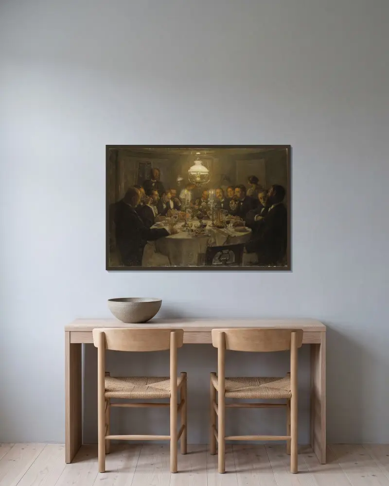 An Artist’s Gathering av Viggo Johansen inramad på en vägg