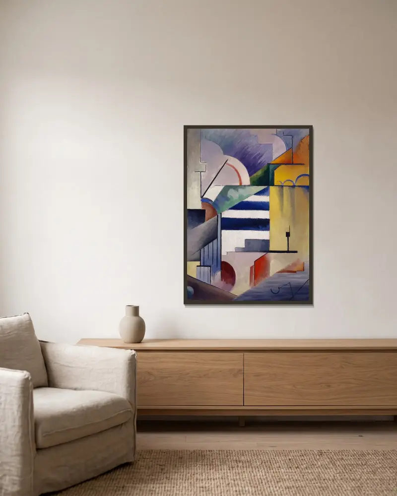 Abstract composition I av Viking Eggeling inramad på en vägg