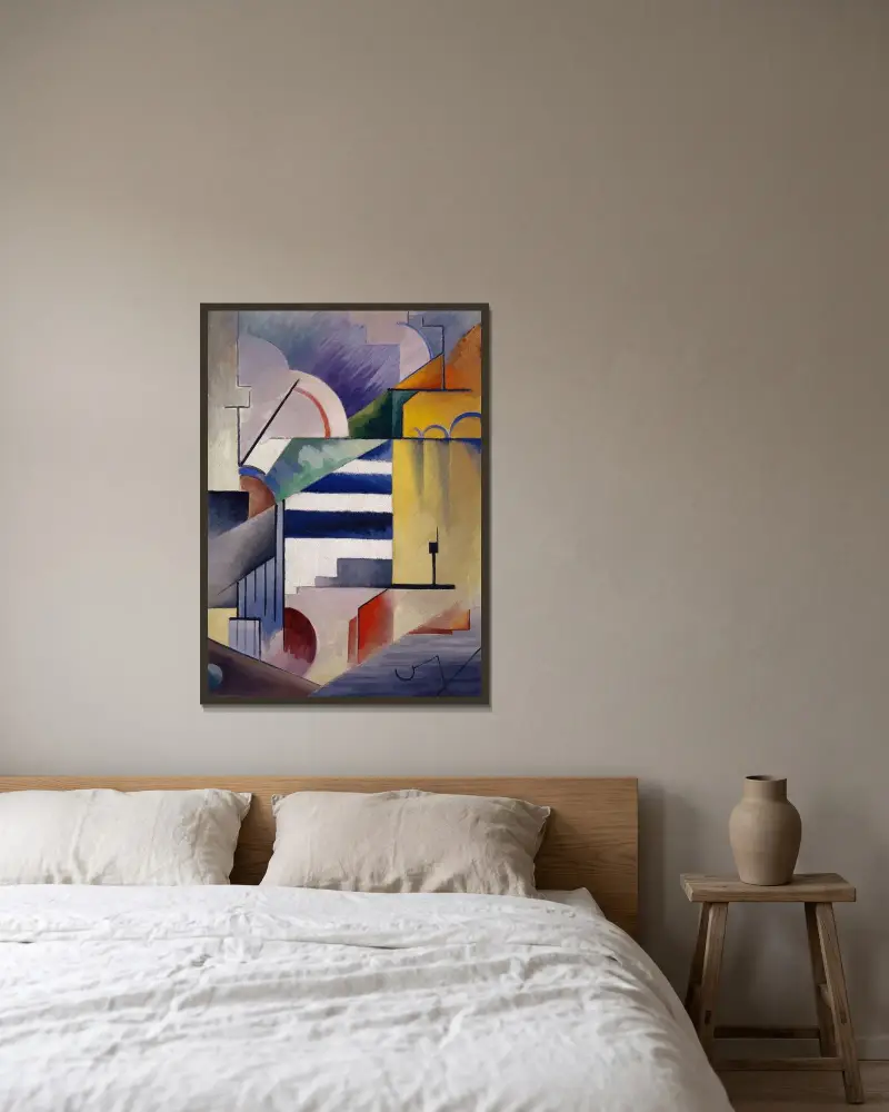 Abstract composition I av Viking Eggeling inramad på en vägg
