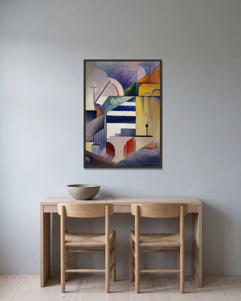Abstract composition I av Viking Eggeling inramad på en vägg