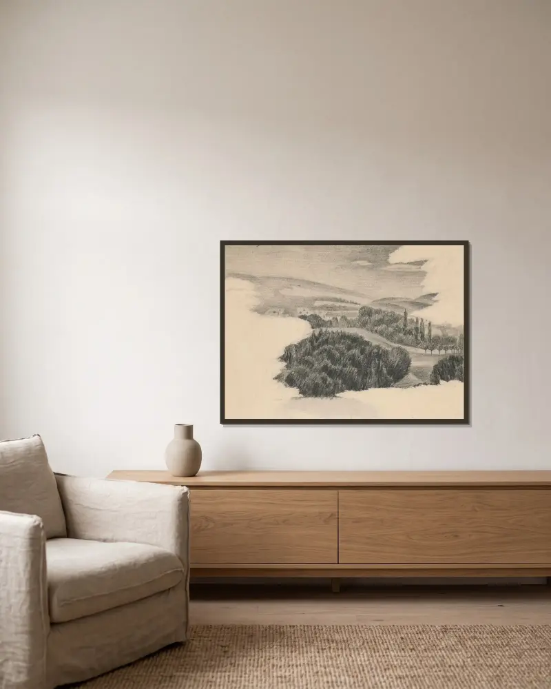Original drawings 24 av Viking Eggeling inramad på en vägg