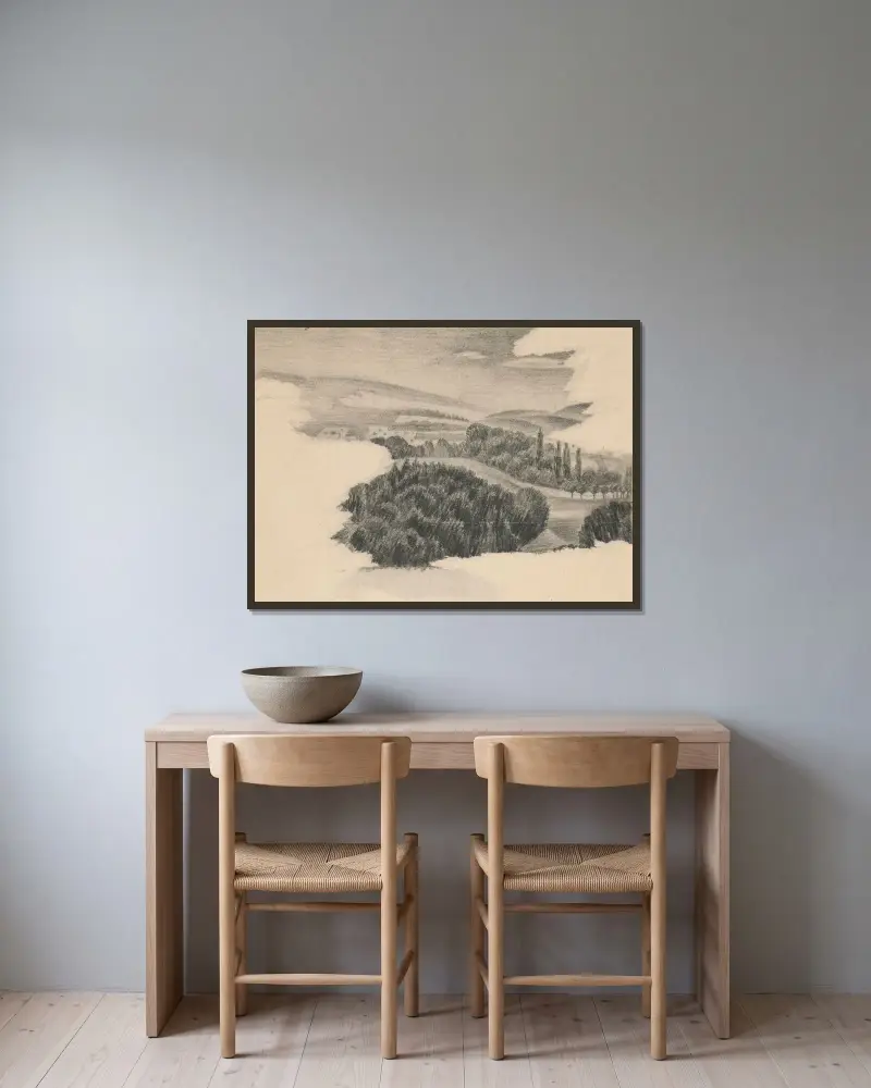 Original drawings 24 av Viking Eggeling inramad på en vägg