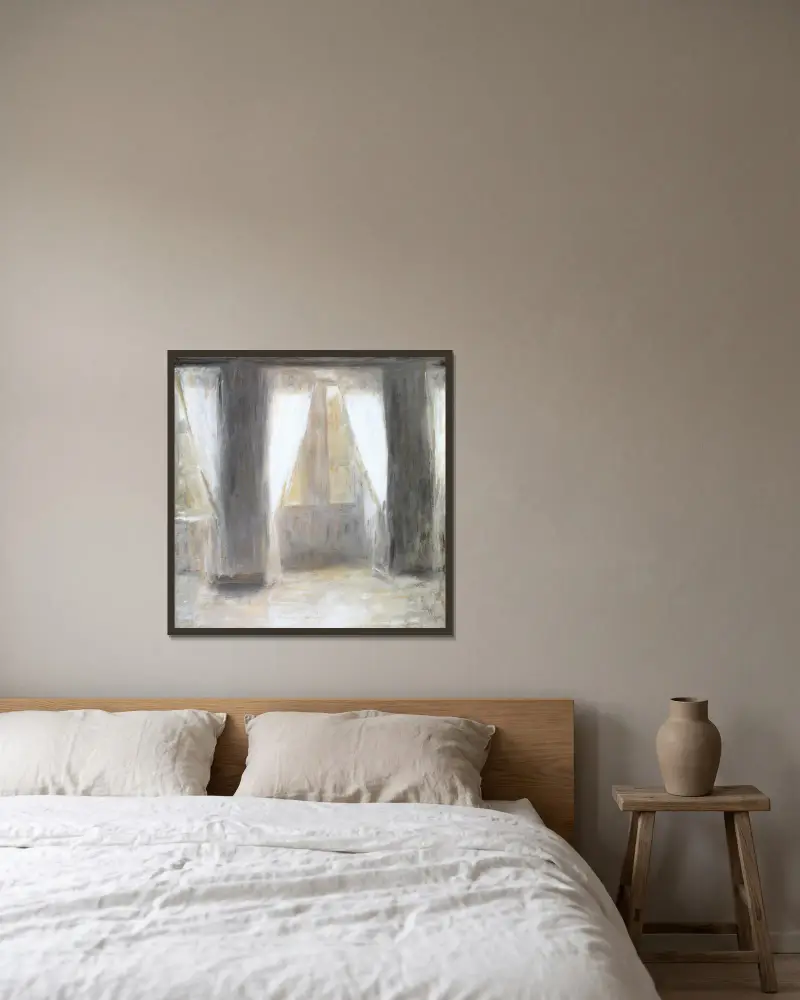 Dagligstuen på Frederiksberg Allé av Vilhelm Hammershøi inramad på en vägg