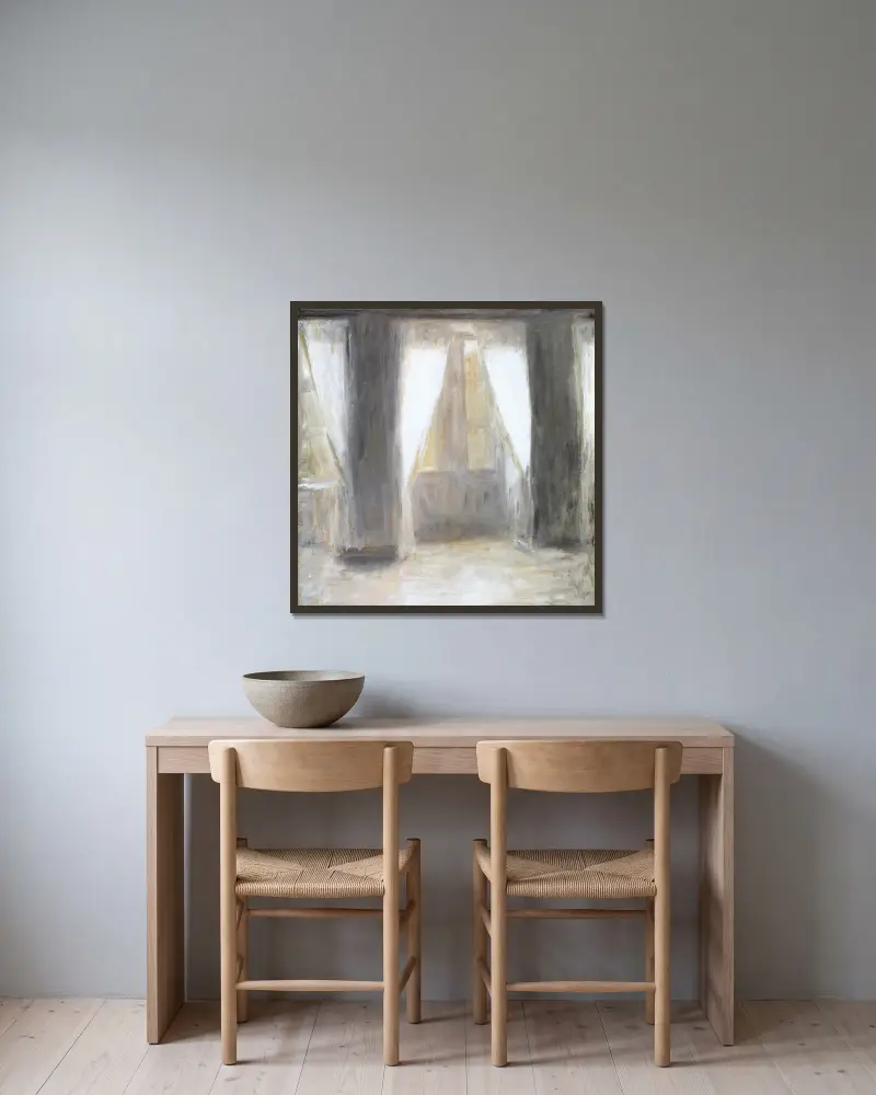 Dagligstuen på Frederiksberg Allé av Vilhelm Hammershøi inramad på en vägg