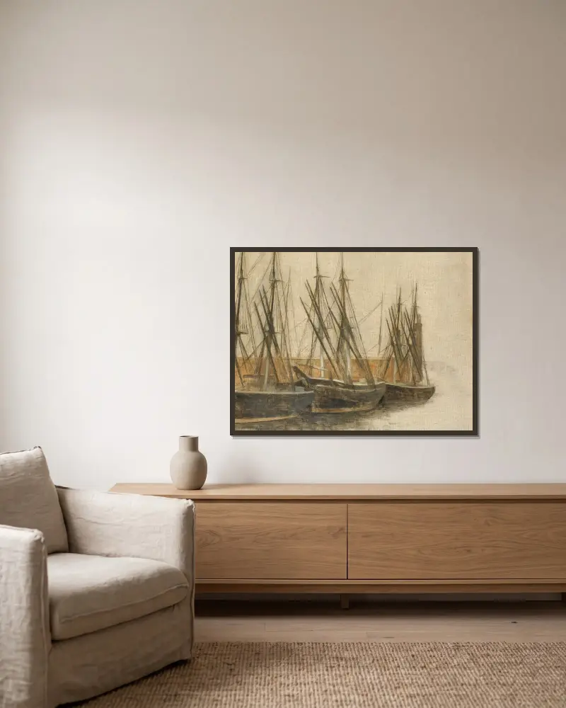 From Christianshavn’s Canal, Copenhagen av Vilhelm Hammershøi inramad på en vägg