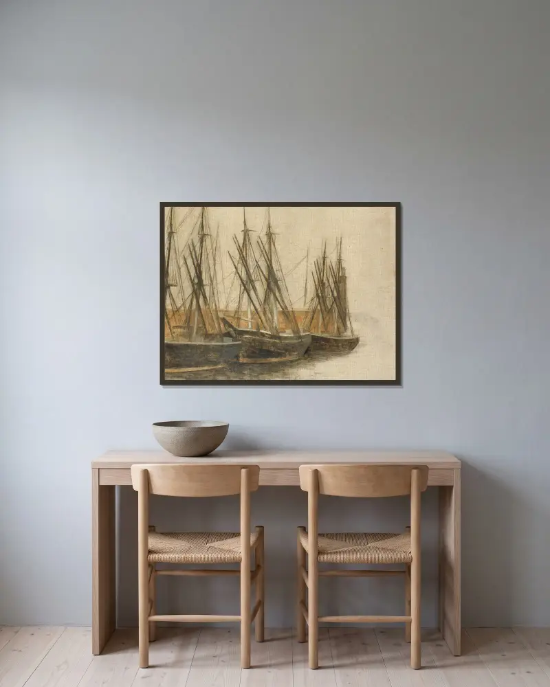 From Christianshavn’s Canal, Copenhagen av Vilhelm Hammershøi inramad på en vägg