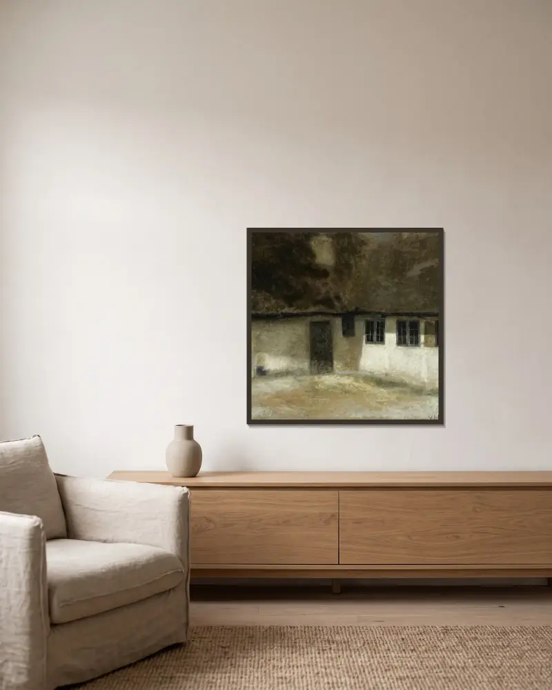 Hjørnet Af En Bondegård (Corner Of A Farm) av Vilhelm Hammershøi inramad på en vägg