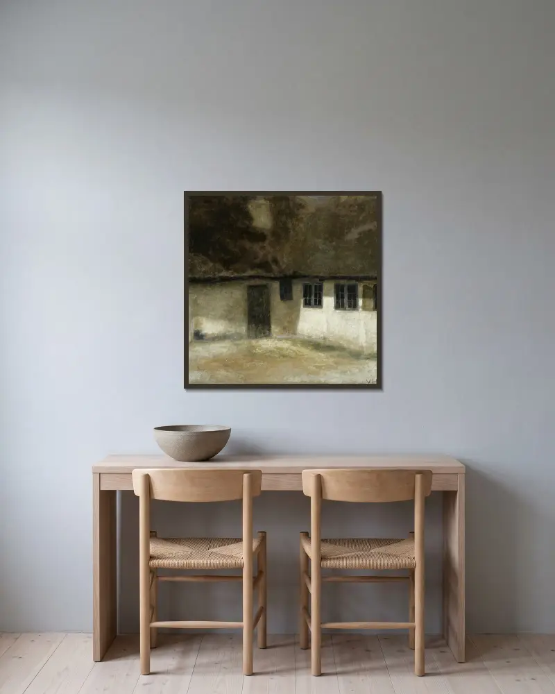 Hjørnet Af En Bondegård (Corner Of A Farm) av Vilhelm Hammershøi inramad på en vägg
