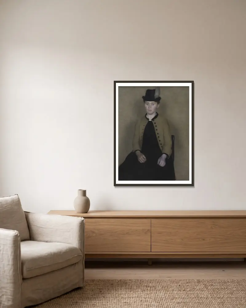 Ida Ilsted, later the Artist’s Wife av Vilhelm Hammershøi inramad på en vägg