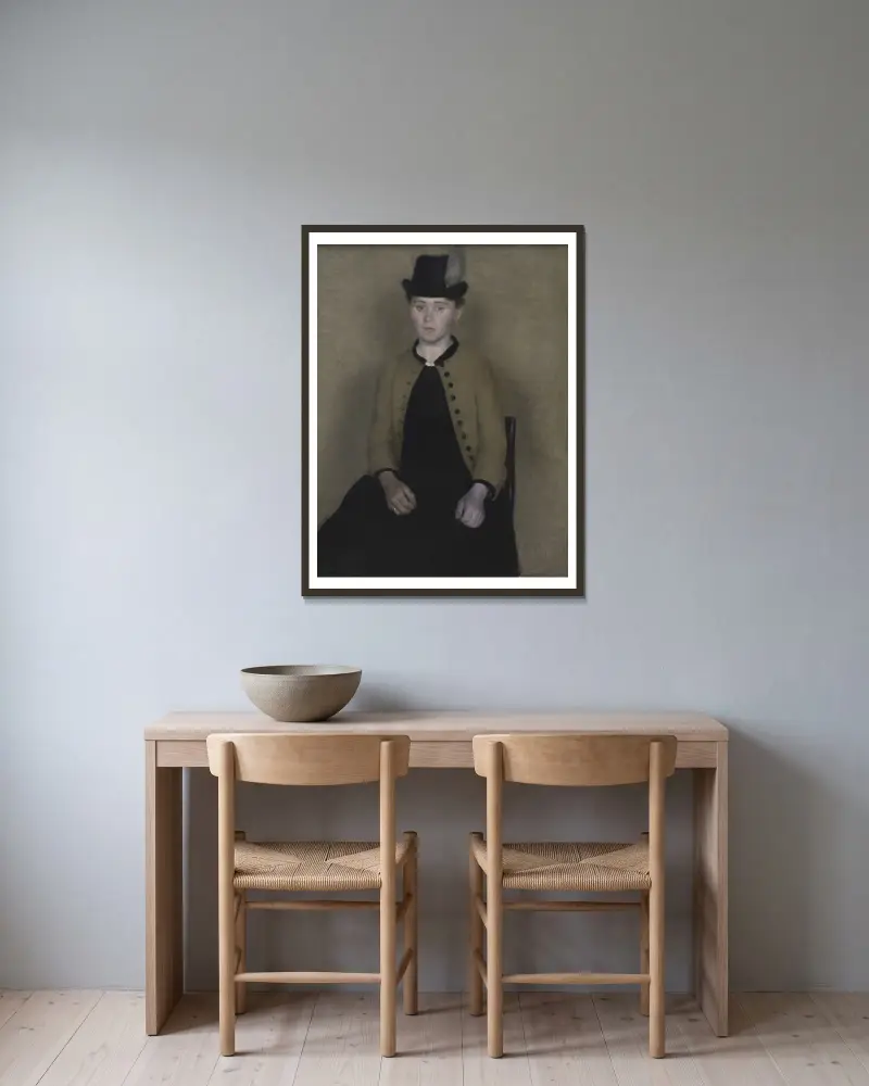 Ida Ilsted, later the Artist’s Wife av Vilhelm Hammershøi inramad på en vägg