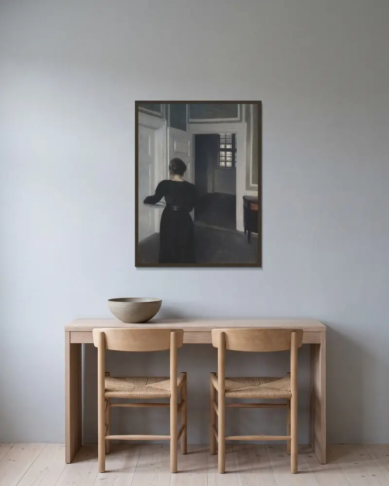Ida we wnętrzu, Vilhelm Hammershøi w ramie na ścianie