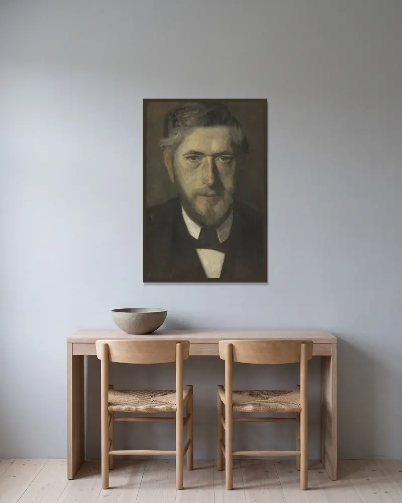 Jens Ferdinand Willumsen. Study for Five Portraits av Vilhelm Hammershøi inramad på en vägg
