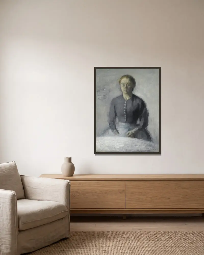 Bildnis von Ida von Vilhelm Hammershøi gerahmt an einer Wand