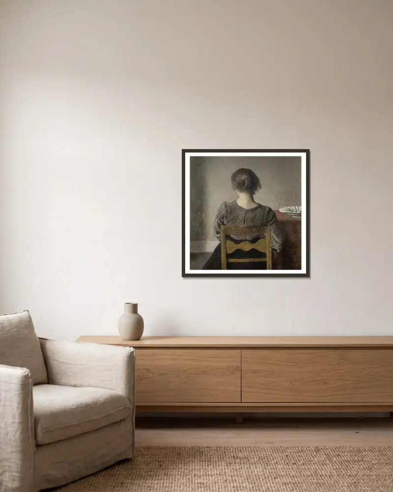 Ruhe von Vilhelm Hammershøi gerahmt an einer Wand