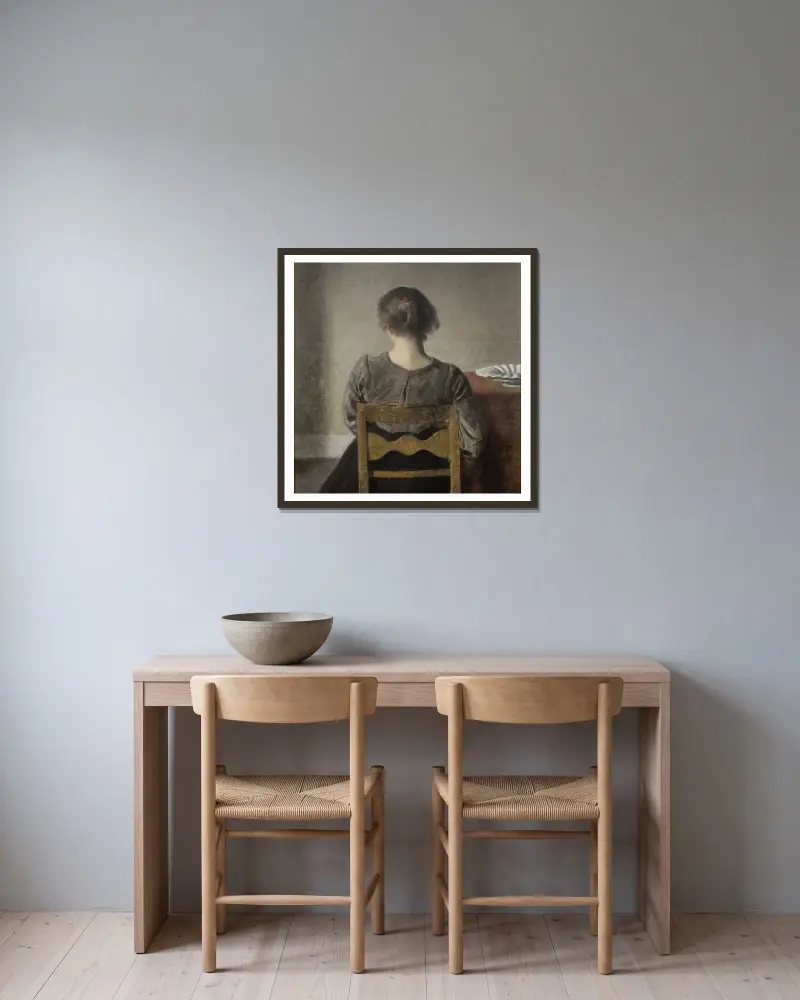 Ruhe von Vilhelm Hammershøi gerahmt an einer Wand