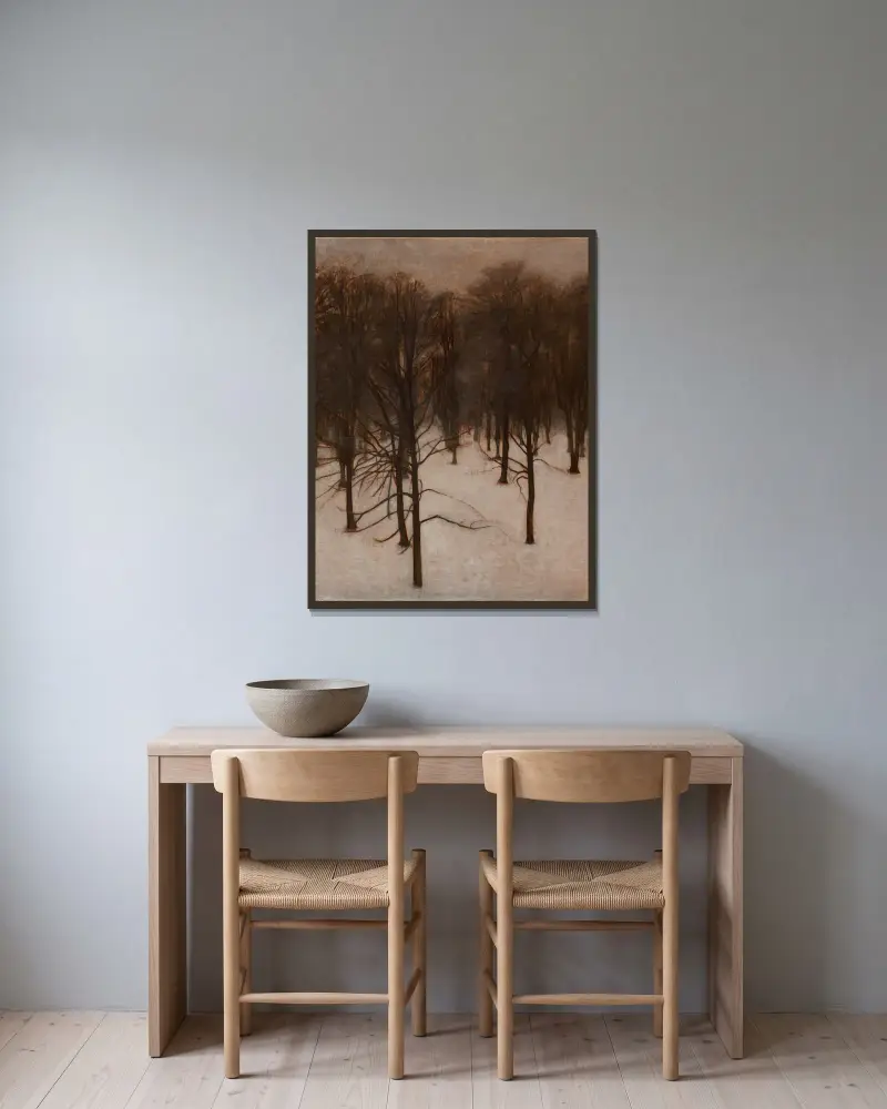 Søndermarken Park in winter av Vilhelm Hammershøi inramad på en vägg
