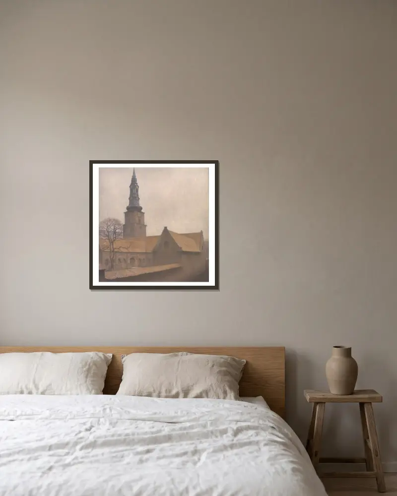 S:t Peters kyrka, Köpenhamn av Vilhelm Hammershøi inramad på en vägg