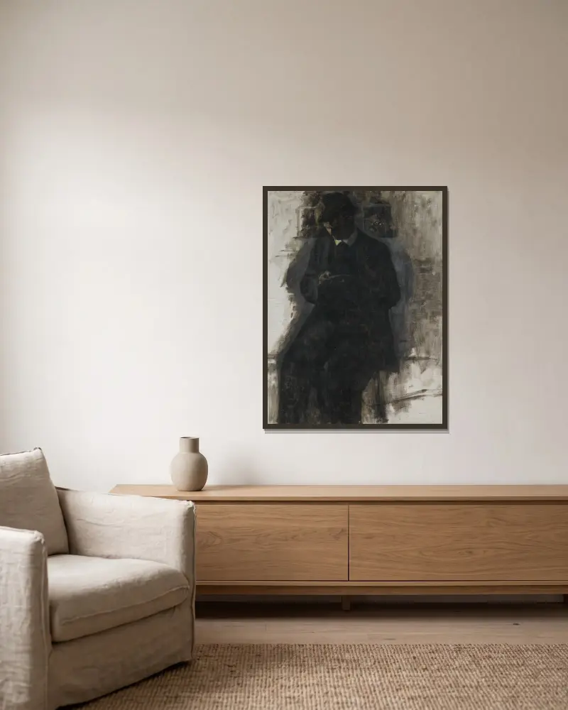 Studie für den Münzsammler von Vilhelm Hammershøi gerahmt an einer Wand