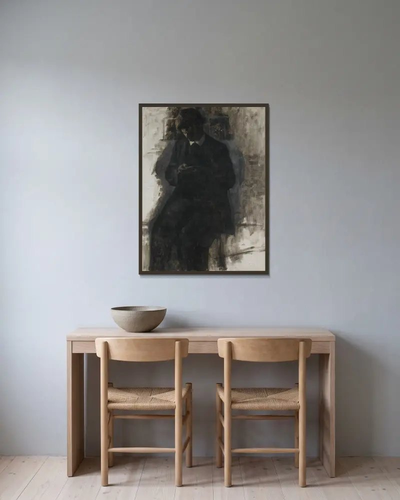Studie für den Münzsammler von Vilhelm Hammershøi gerahmt an einer Wand