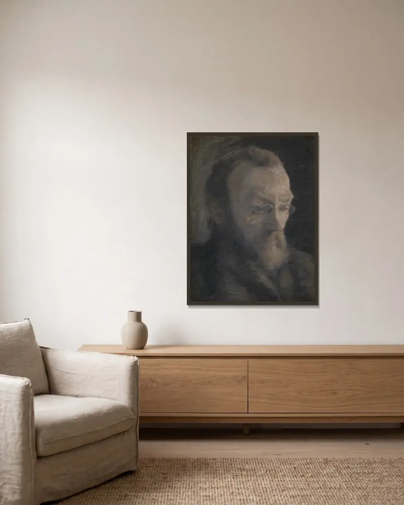 Konsthistorikern Karl Madsen, senare direktör för Statens Museum for Kunst av Vilhelm Hammershøi inramad på en vägg