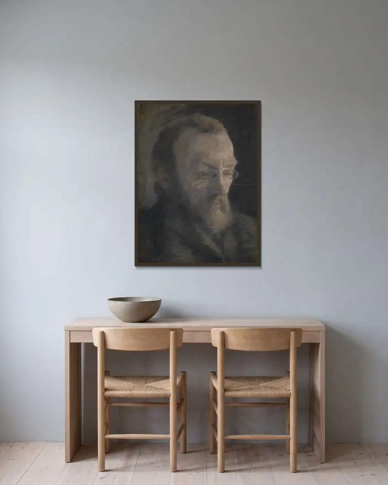 Konsthistorikern Karl Madsen, senare direktör för Statens Museum for Kunst av Vilhelm Hammershøi inramad på en vägg
