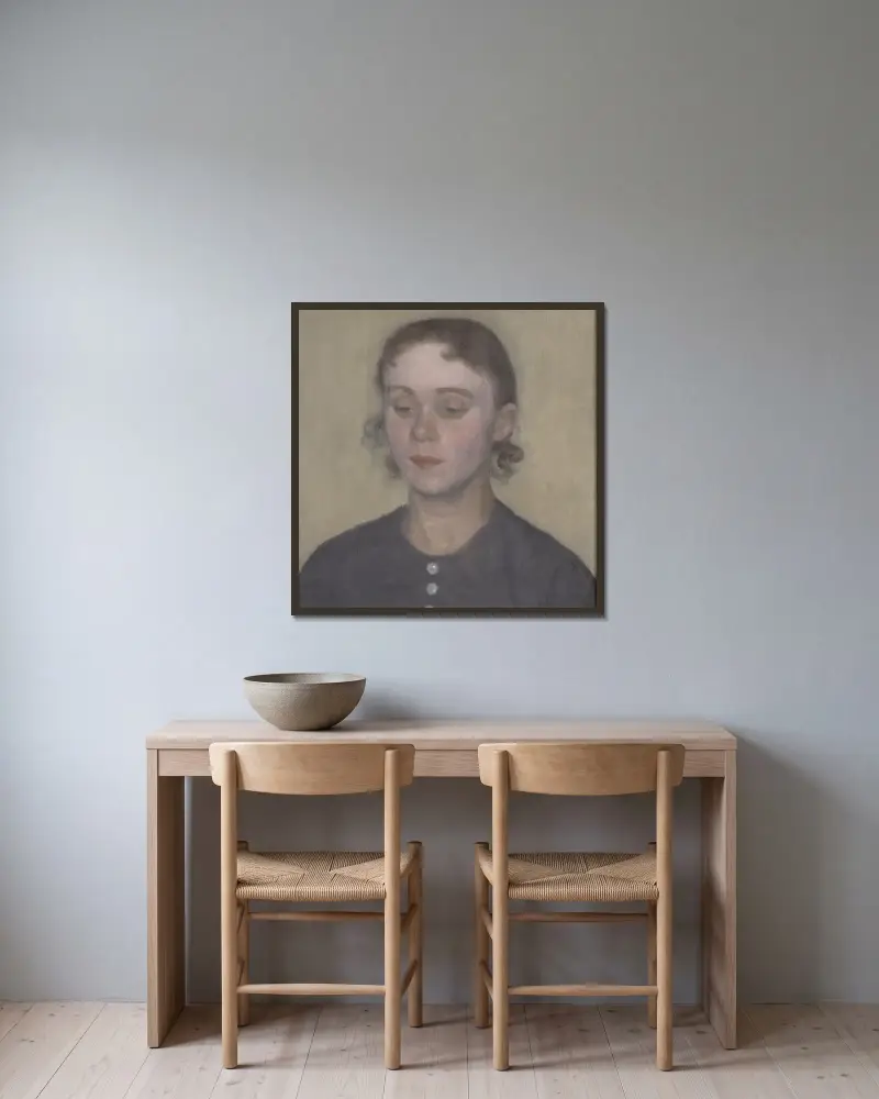 The Artist’s Wife, Ida Hammershøi, née Ilsted av Vilhelm Hammershøi inramad på en vägg