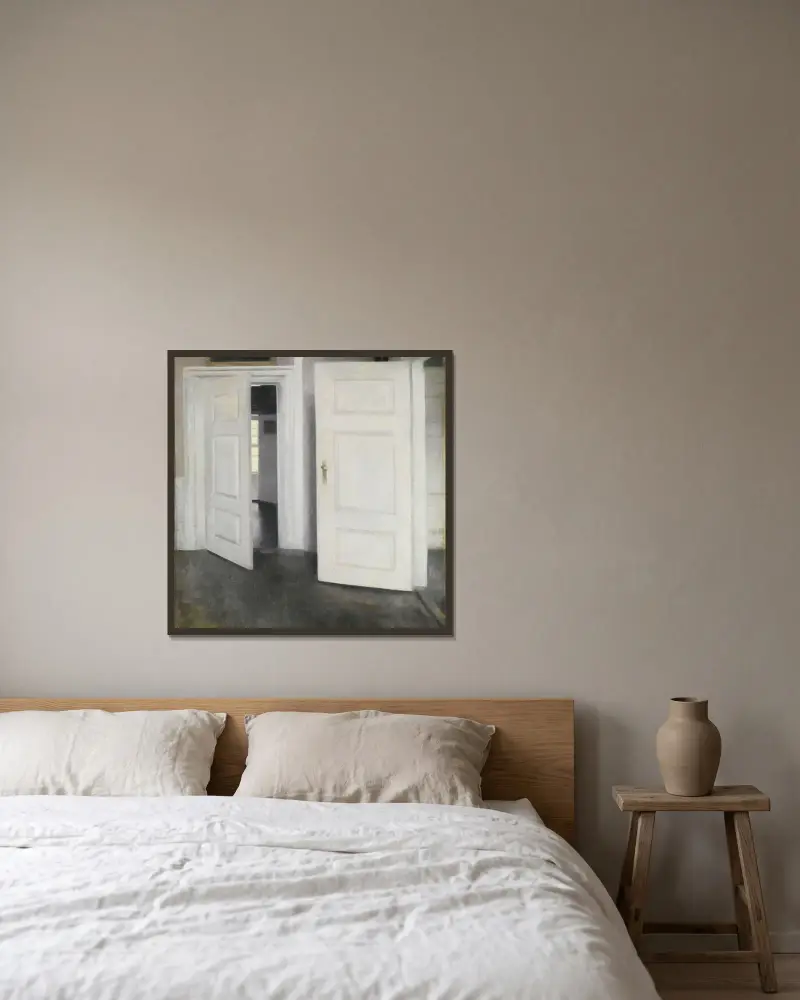 White doors, strandgade 30 av Vilhelm Hammershøi inramad på en vägg