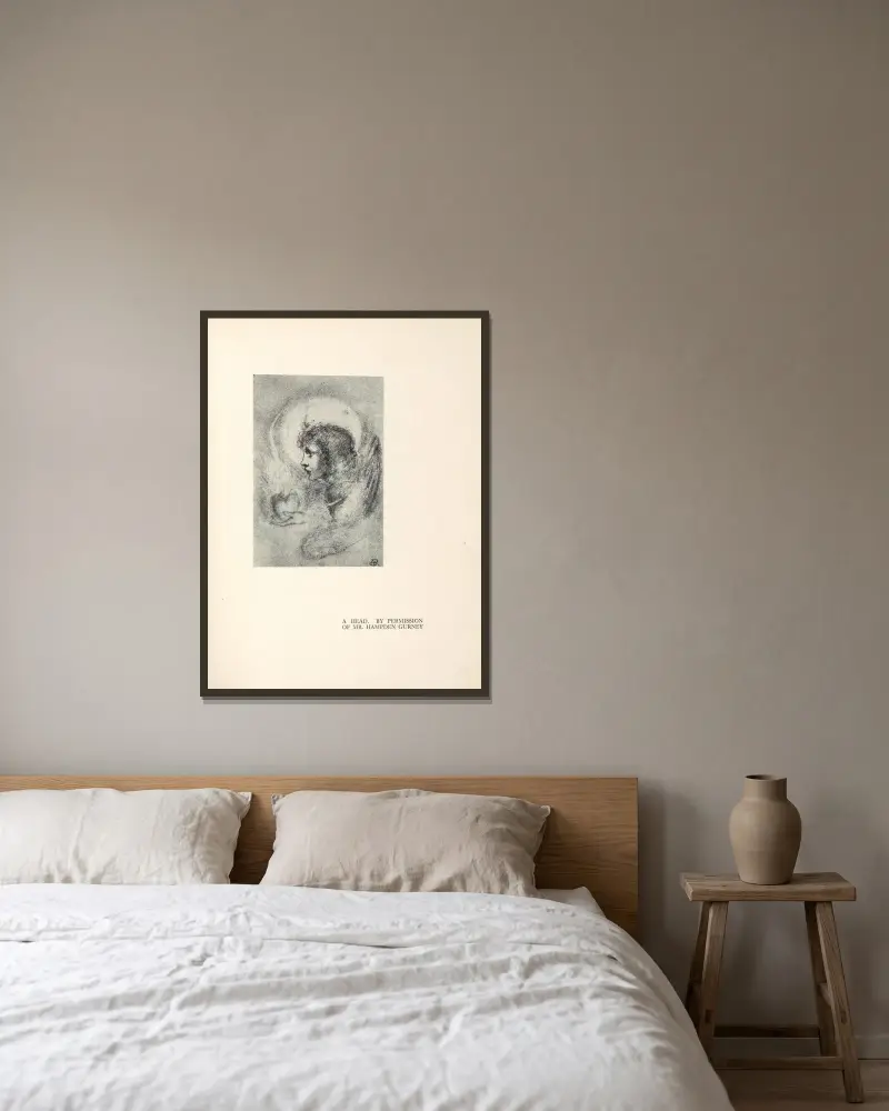 Ein Kopf von Aubrey Vincent Beardsley gerahmt an einer Wand