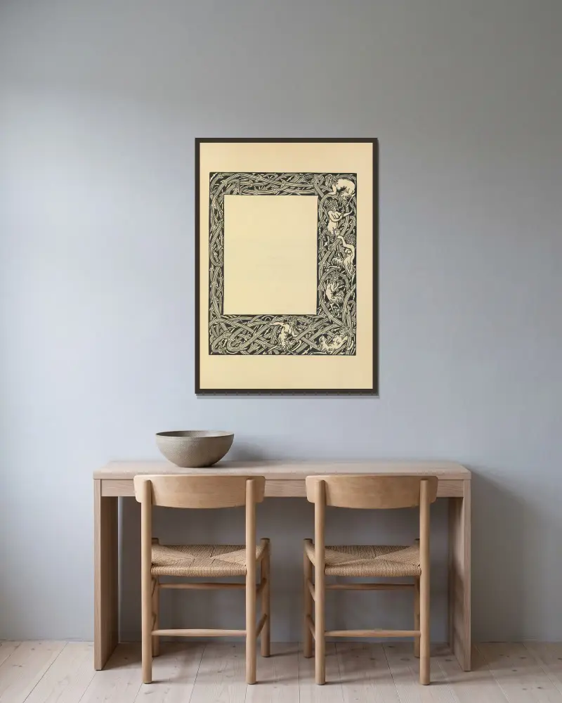 Bordur z „Le Morte Darthur“, 1897 – Nr. 1, Aubrey Vincent Beardsley v rámu na stěně