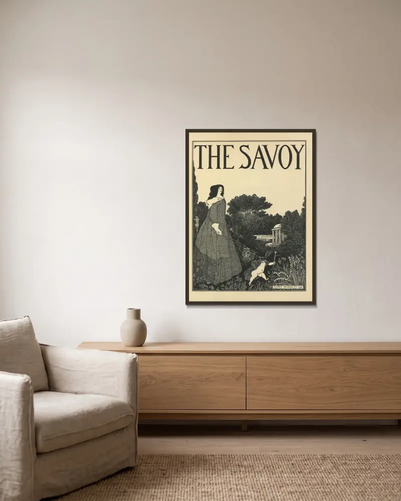 Cover Design for No. 1 of ‘The Savoy’ av Aubrey Vincent Beardsley inramad på en vägg