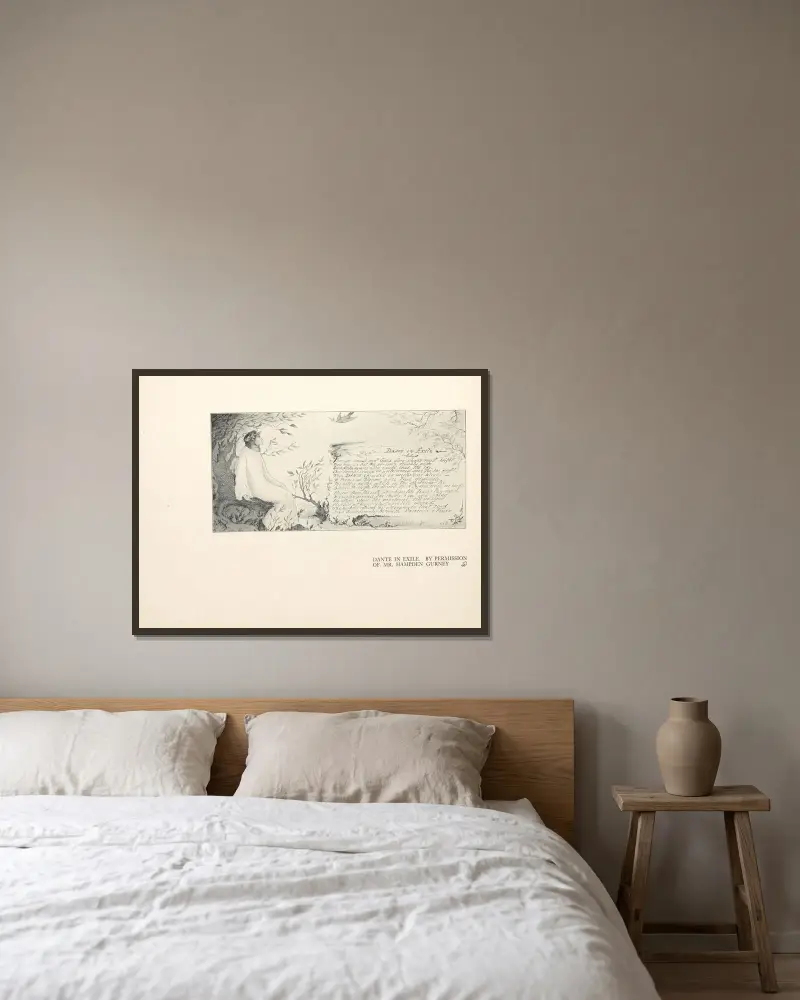 Dante im Exil von Aubrey Vincent Beardsley gerahmt an einer Wand