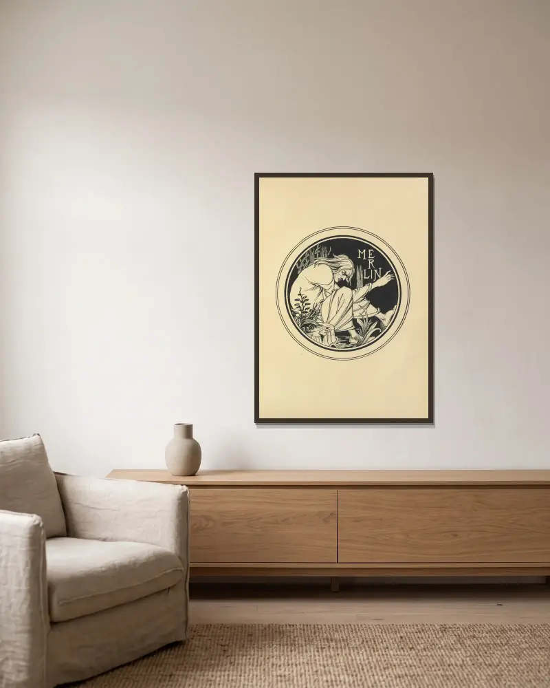 Merlin, Aubrey Vincent Beardsley v rámu na stěně