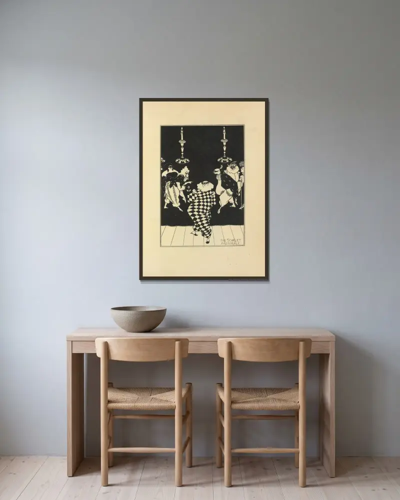 Szkarłatna pastoralna, Aubrey Vincent Beardsley w ramie na ścianie