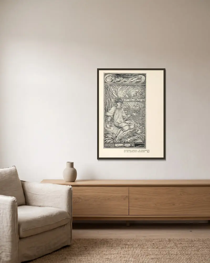 Verwelkter Frühling von Aubrey Vincent Beardsley gerahmt an einer Wand