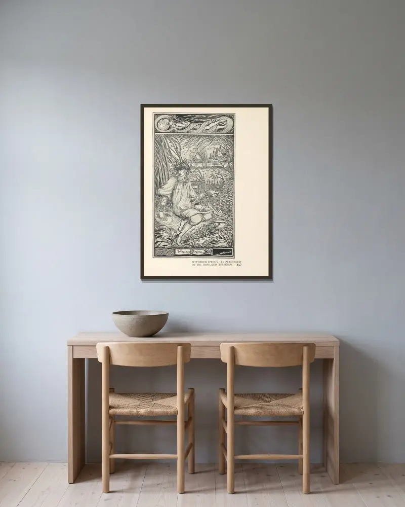 Verwelkter Frühling von Aubrey Vincent Beardsley gerahmt an einer Wand