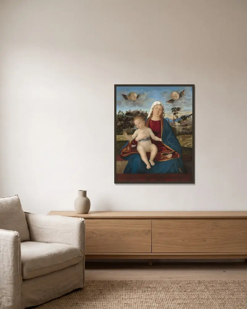 Madonna and Child av Vittore Carpaccio inramad på en vägg
