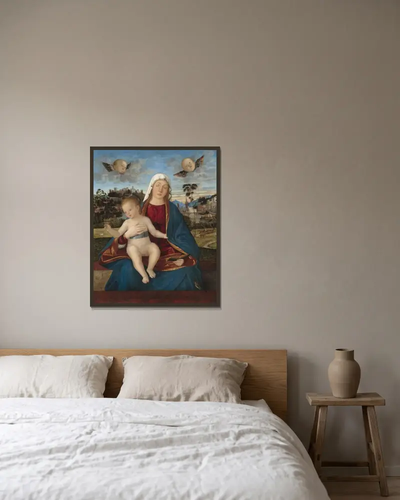 Madonna and Child av Vittore Carpaccio inramad på en vägg
