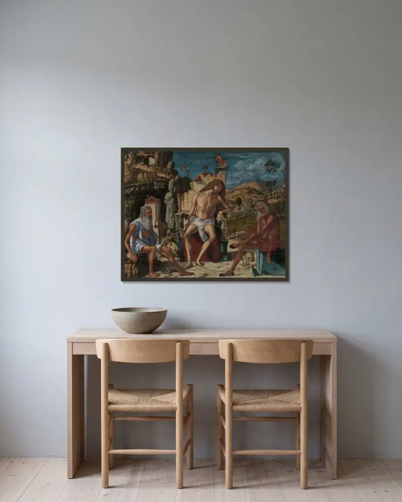 The Meditation on the Passion av Vittore Carpaccio inramad på en vägg