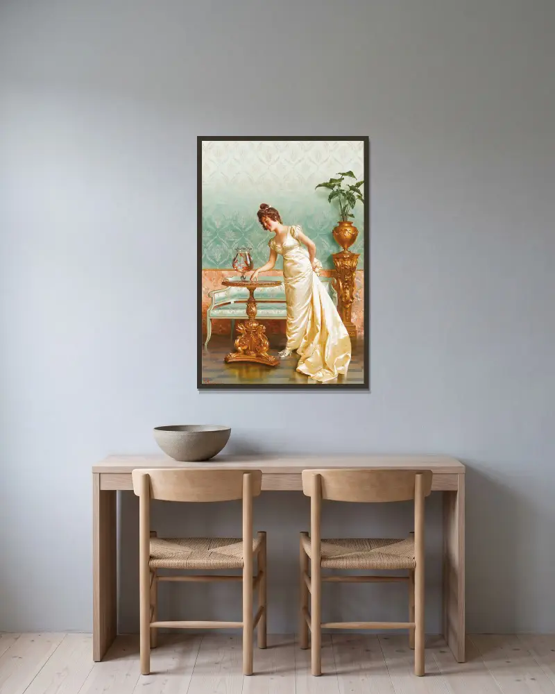 Admiring The Goldfish – nr 2 av Vittorio Reggianini inramad på en vägg