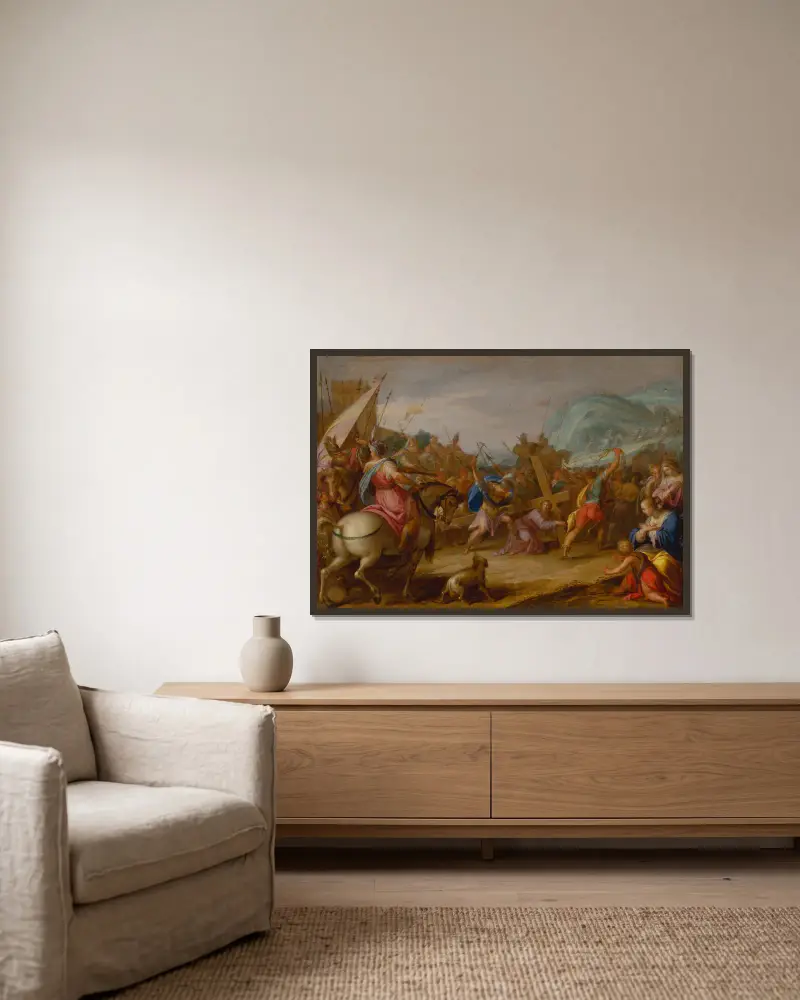 Kreuztragung von Hans von Aachen gerahmt an einer Wand