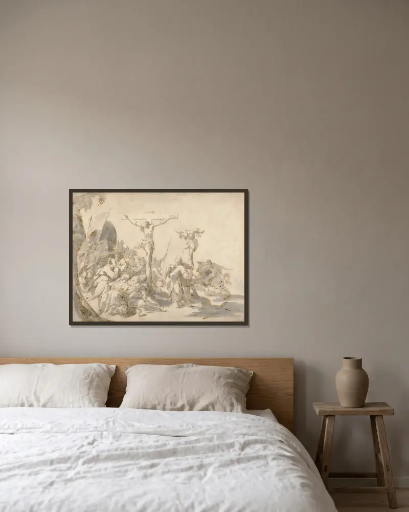 Die Kreuzigungen von Hans von Aachen gerahmt an einer Wand