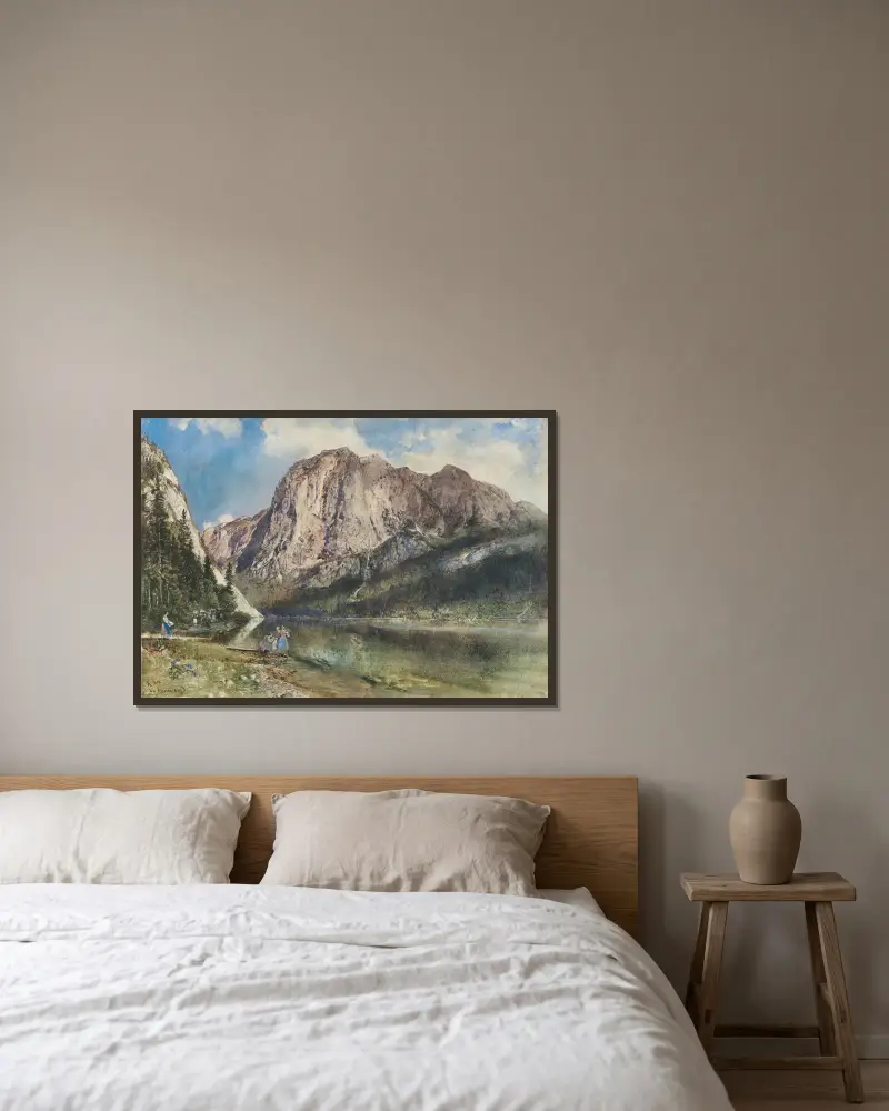 Altaussee Lake and Face of Mount Trissel av Rudolf von Alt inramad på en vägg