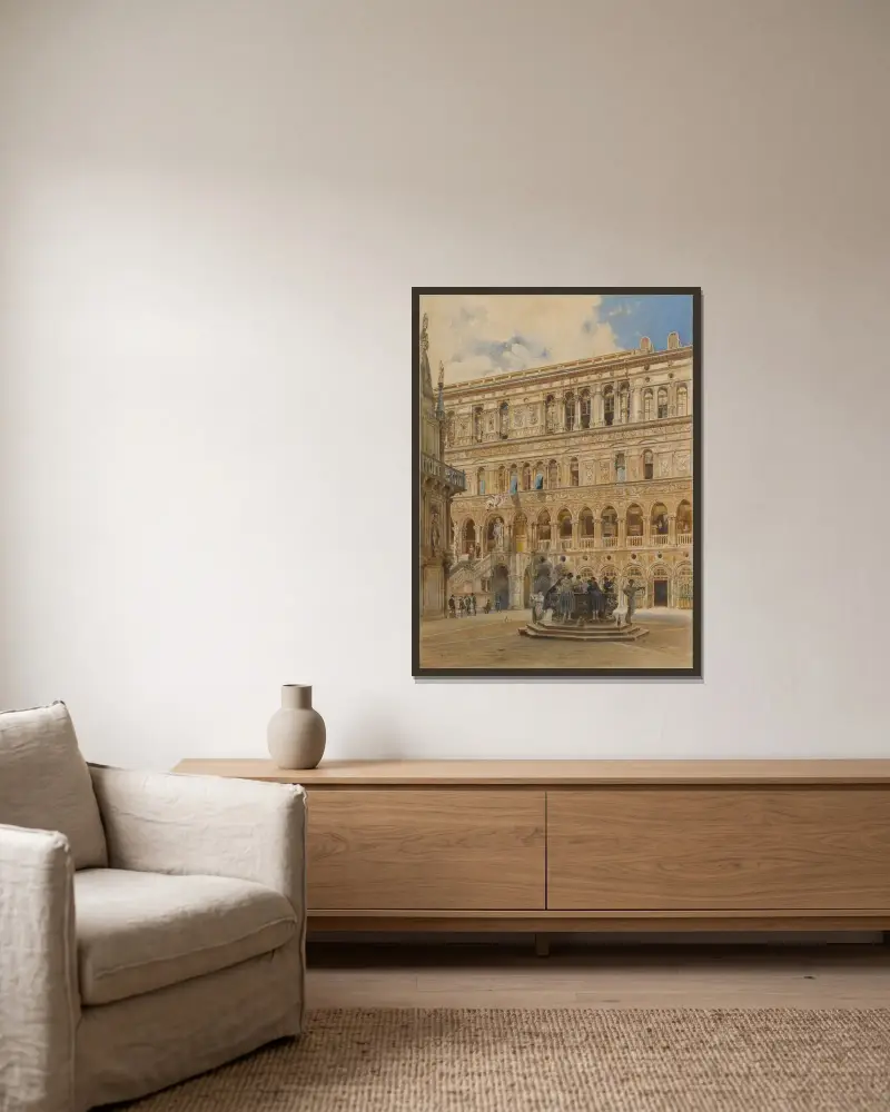 Der Hof des Dogenpalastes, Venedig von Rudolf von Alt gerahmt an einer Wand