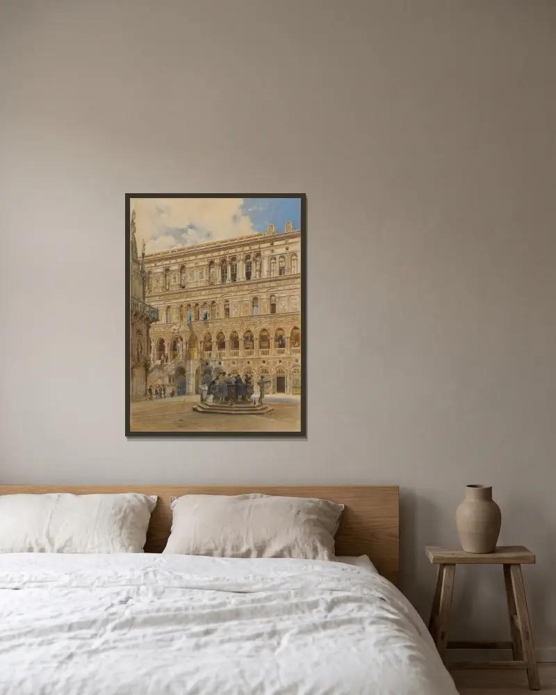 Der Hof des Dogenpalastes, Venedig von Rudolf von Alt gerahmt an einer Wand