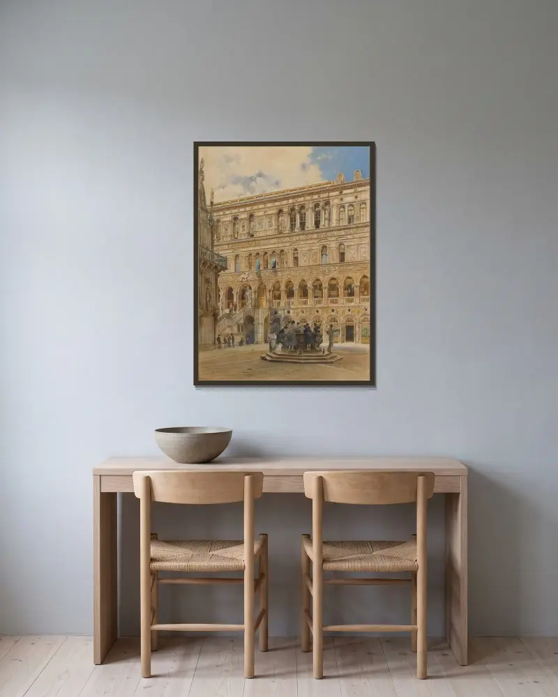 Der Hof des Dogenpalastes, Venedig von Rudolf von Alt gerahmt an einer Wand